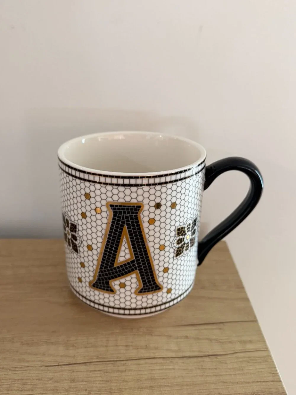anthropologie | Bistro Tile Stoneware Mug: Monogram Edition A